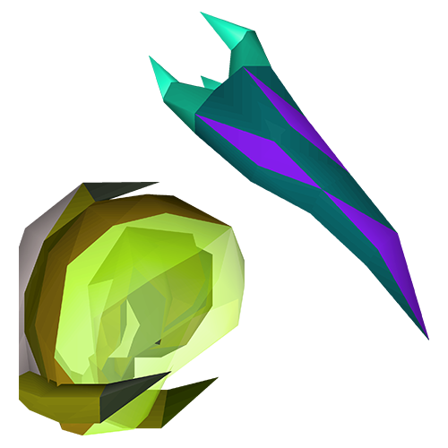 Serpentine helm of Tanzanite fang